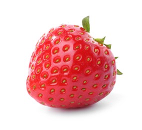 Photo of One fresh ripe strawberry isolated on white