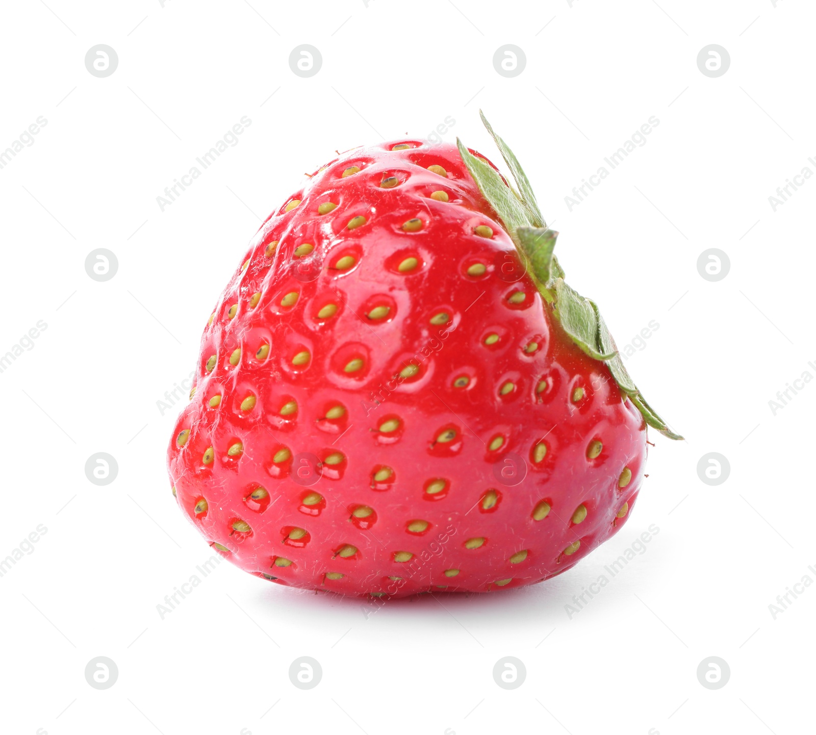 One fresh ripe strawberry isolated on white Photo of One fresh ripe strawberry isolated on white
