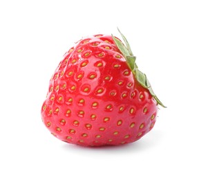 Photo of One fresh ripe strawberry isolated on white