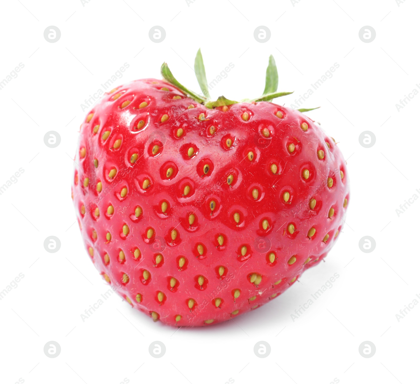 Photo of One fresh ripe strawberry isolated on white
