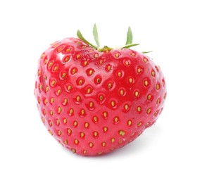 Photo of One fresh ripe strawberry isolated on white