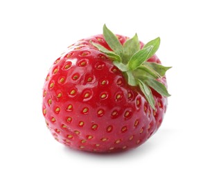 Photo of One fresh ripe strawberry isolated on white