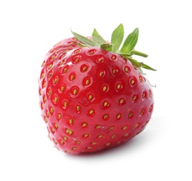 Photo of One fresh ripe strawberry isolated on white