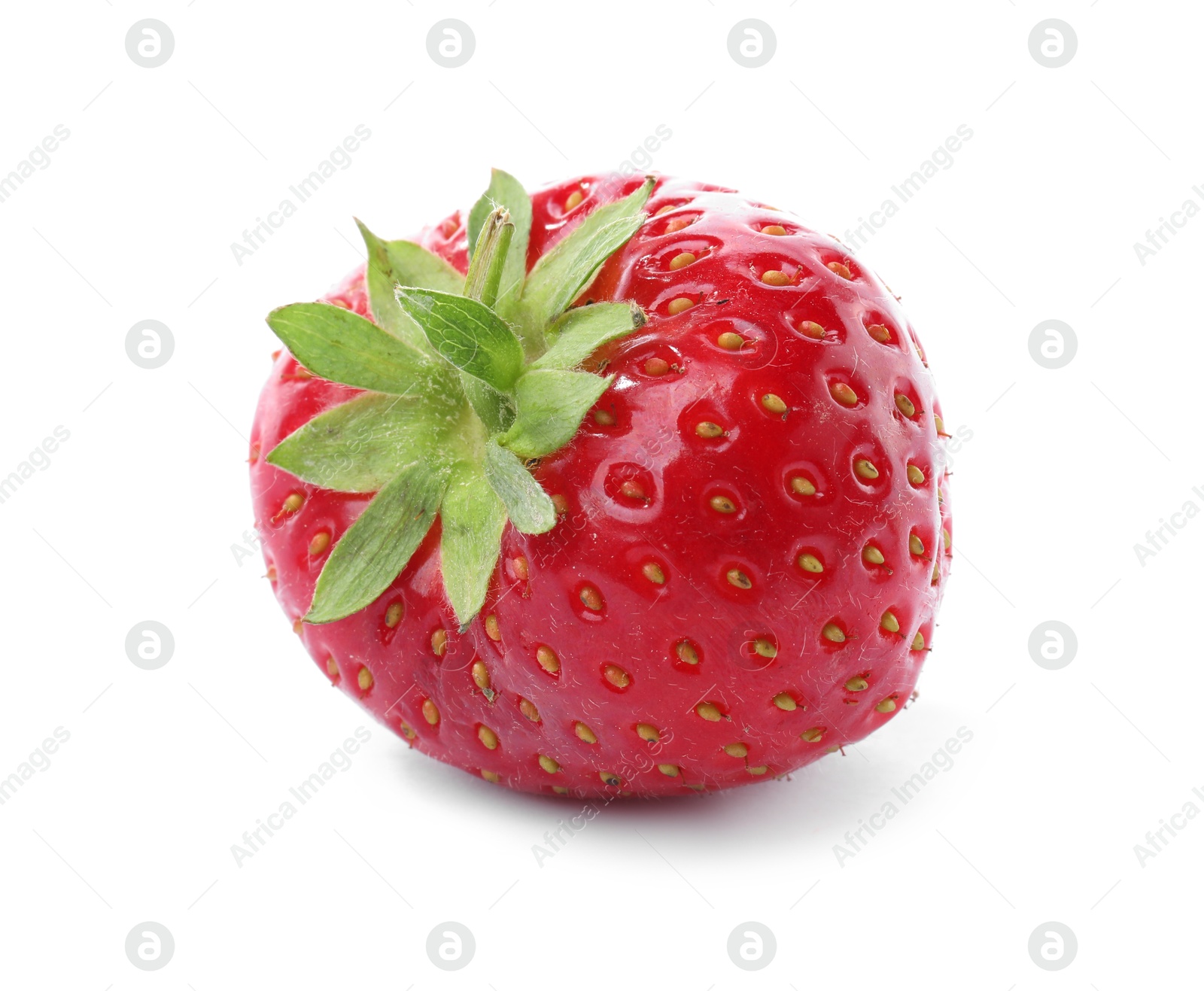 Photo of One fresh ripe strawberry isolated on white