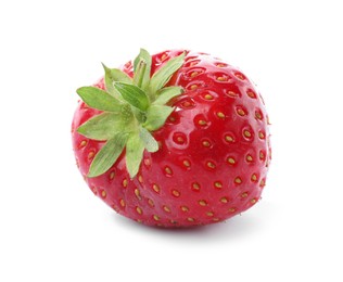 Photo of One fresh ripe strawberry isolated on white