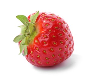 Photo of One fresh ripe strawberry isolated on white