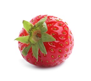 Photo of One fresh ripe strawberry isolated on white