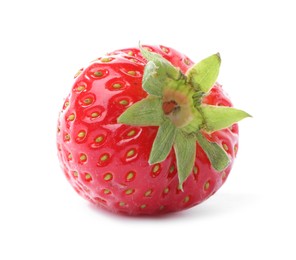 Photo of One fresh ripe strawberry isolated on white