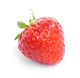 Photo of One fresh ripe strawberry isolated on white