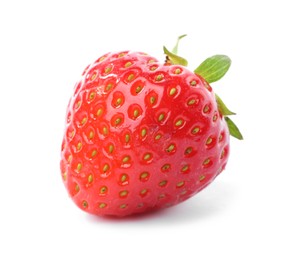 Photo of One fresh ripe strawberry isolated on white
