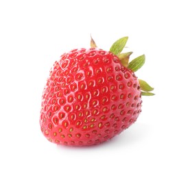 Photo of One fresh ripe strawberry isolated on white