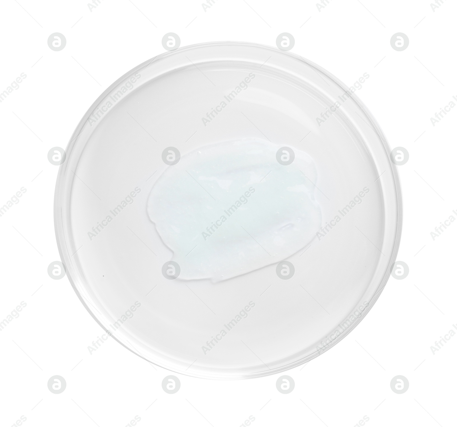 Cosmetic product in Petri dish isolated on white, top view Photo of Cosmetic product in Petri dish isolated on white, top view