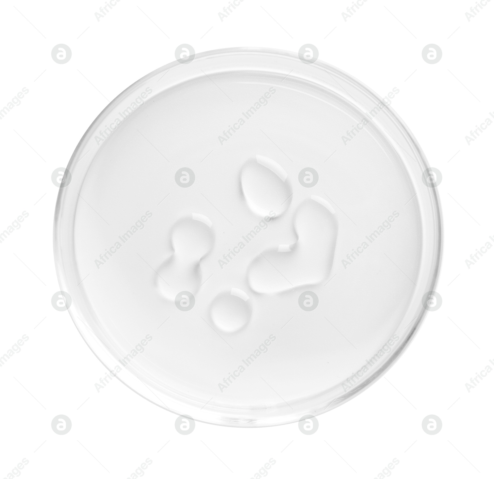 Cosmetic product in Petri dish isolated on white, top view Photo of Cosmetic product in Petri dish isolated on white, top view