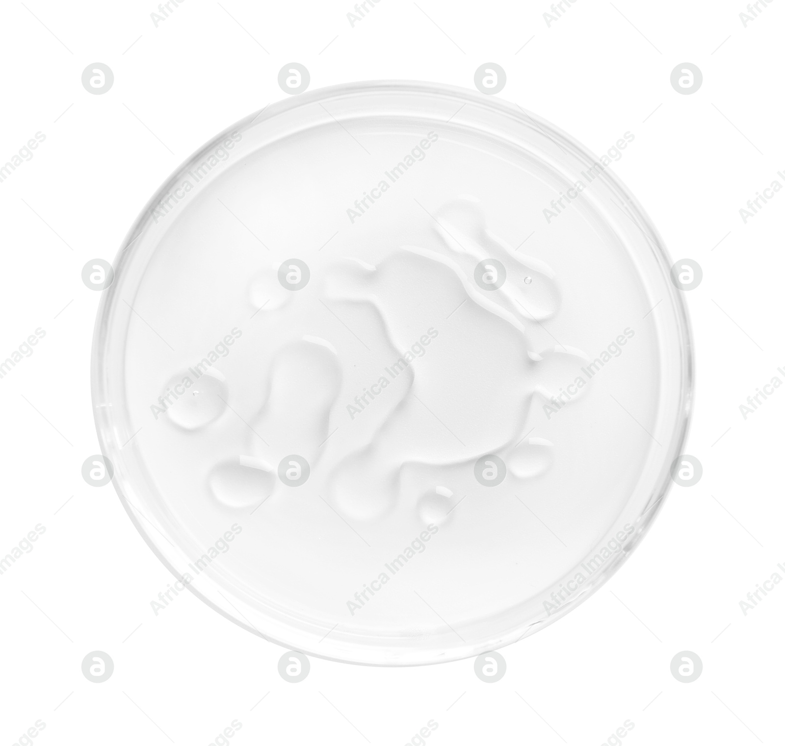 Cosmetic product in Petri dish isolated on white, top view Photo of Cosmetic product in Petri dish isolated on white, top view