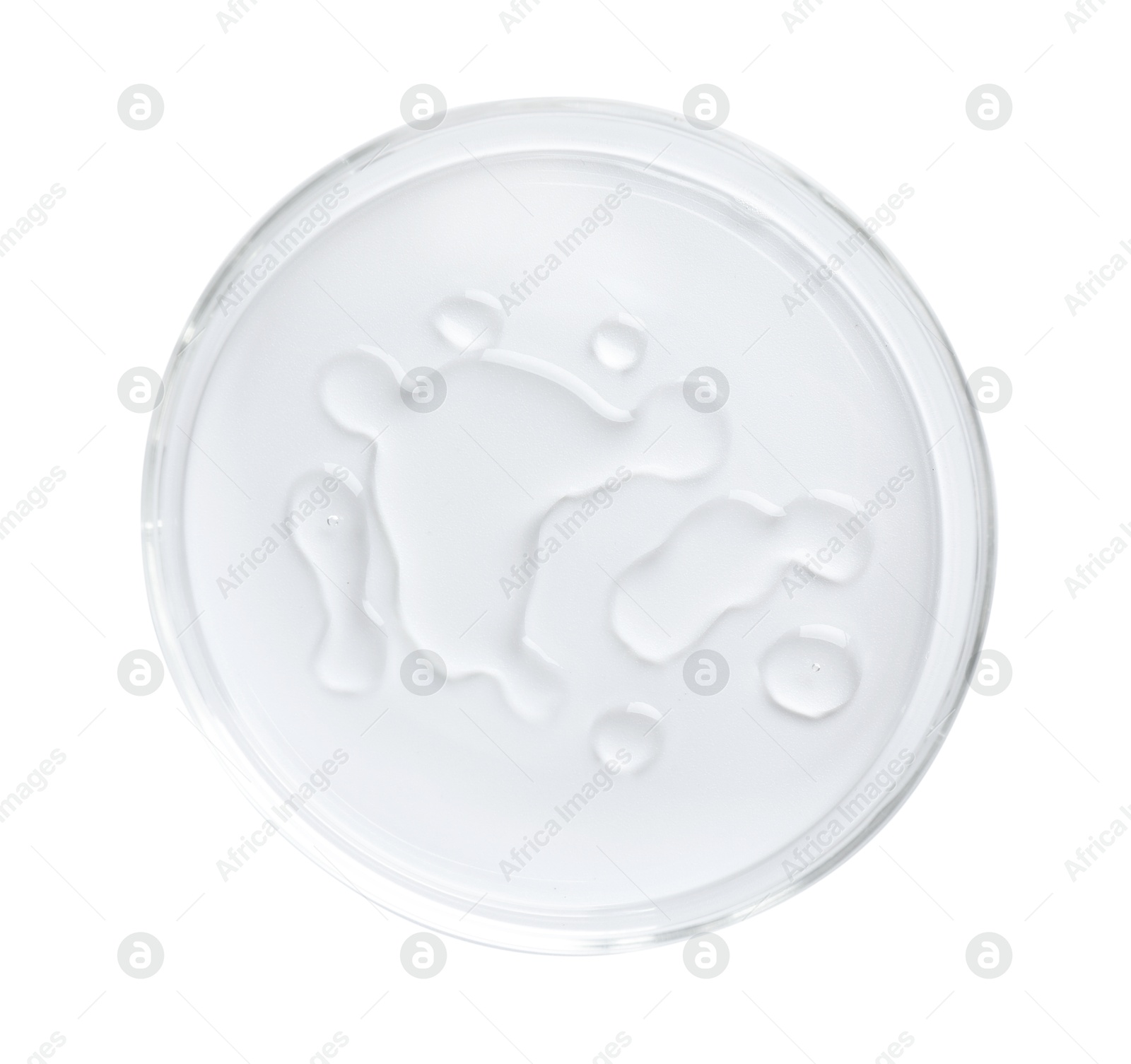 Cosmetic product in Petri dish isolated on white, top view Photo of Cosmetic product in Petri dish isolated on white, top view