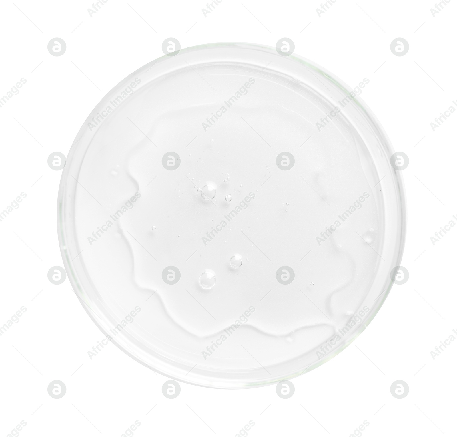Cosmetic product in Petri dish isolated on white, top view Photo of Cosmetic product in Petri dish isolated on white, top view