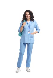 Photo of Full length portrait of medical student on white background