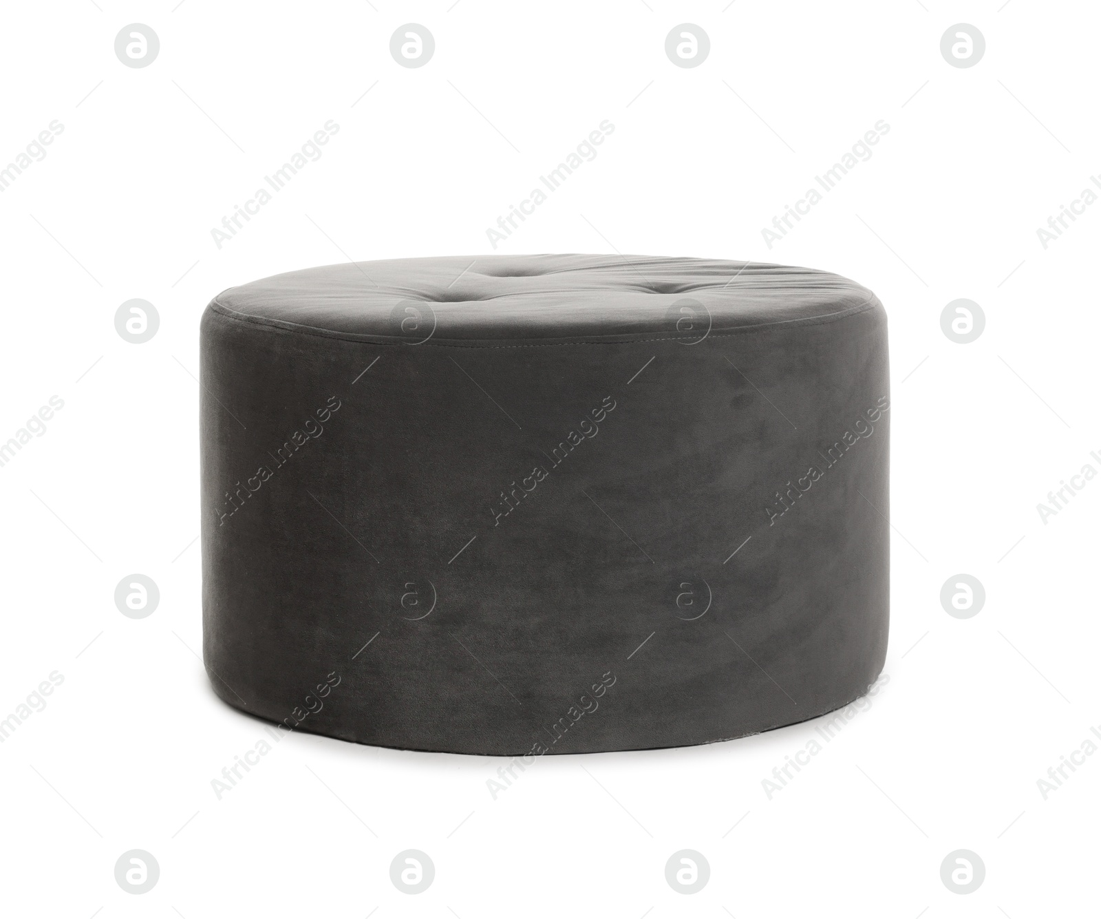 One stylish grey pouf isolated on white Photo of One stylish grey pouf isolated on white
