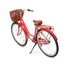 Photo of One bicycle with basket on white background