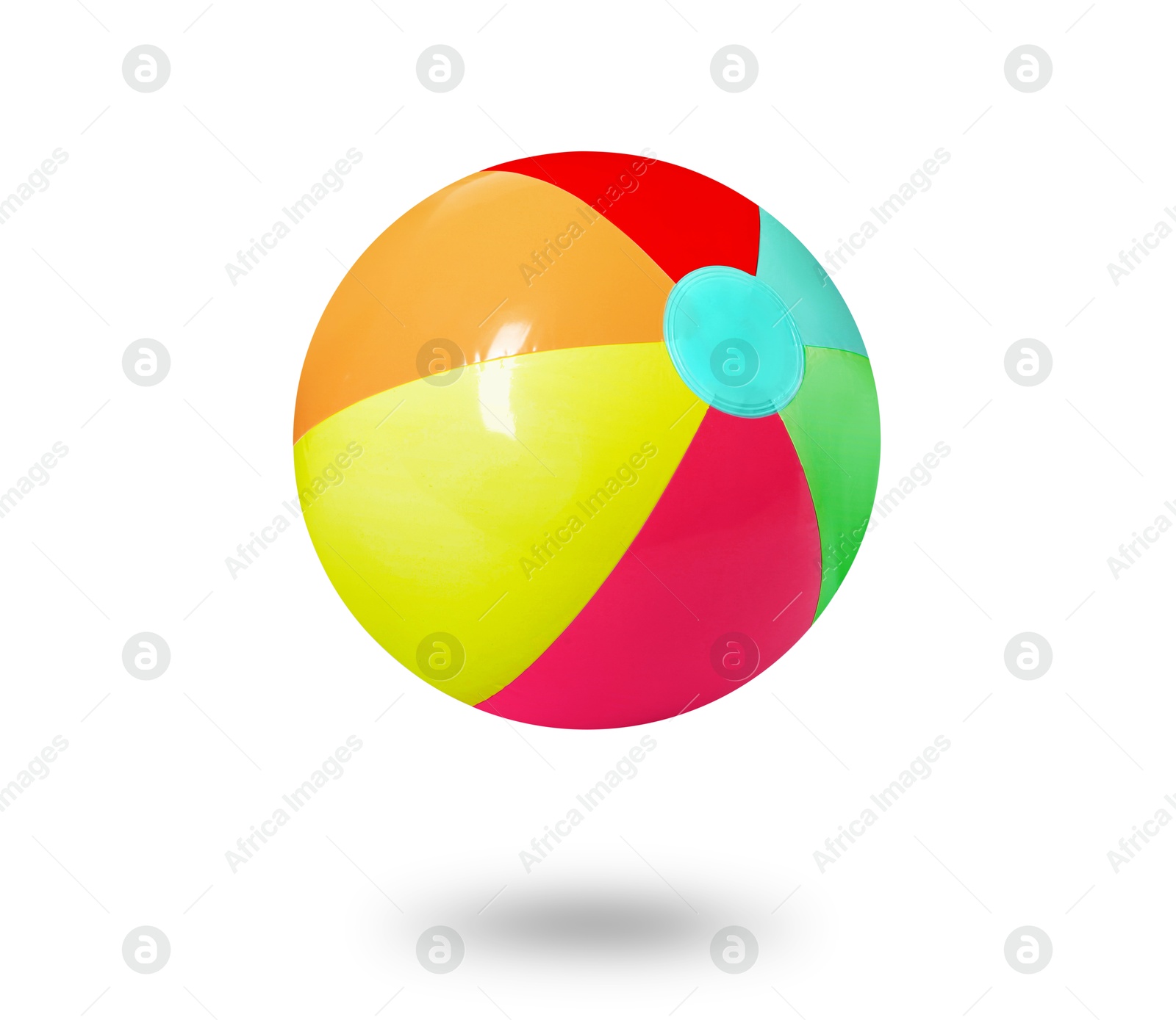 Bright beach ball falling against white background Image of Bright beach ball falling against white background