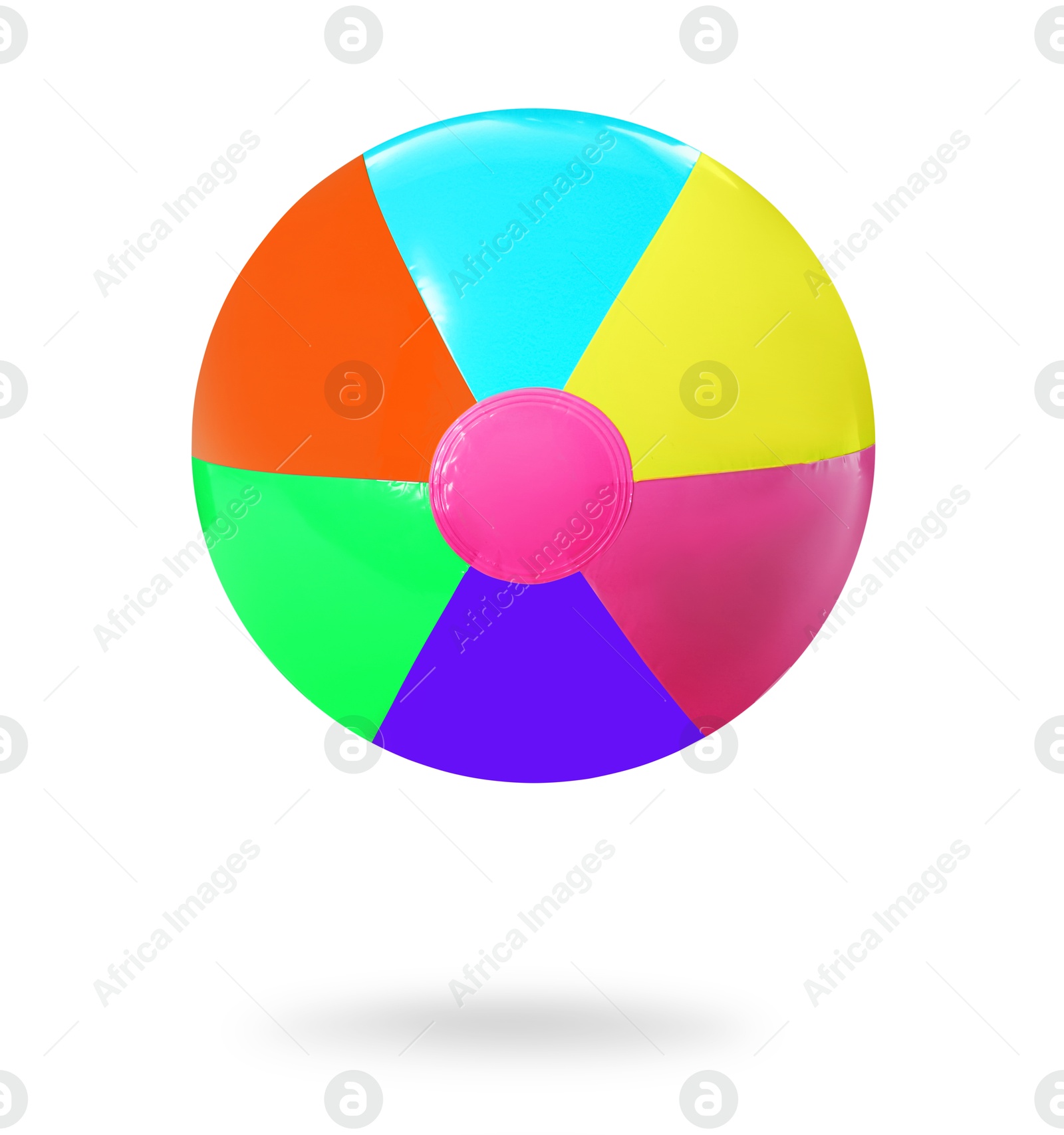 Bright beach ball falling against white background Image of Bright beach ball falling against white background