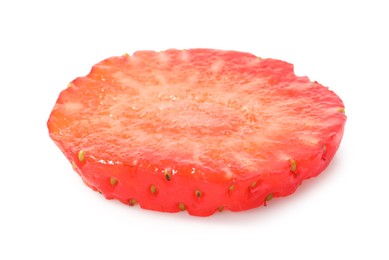 Photo of Piece of fresh strawberry isolated on white