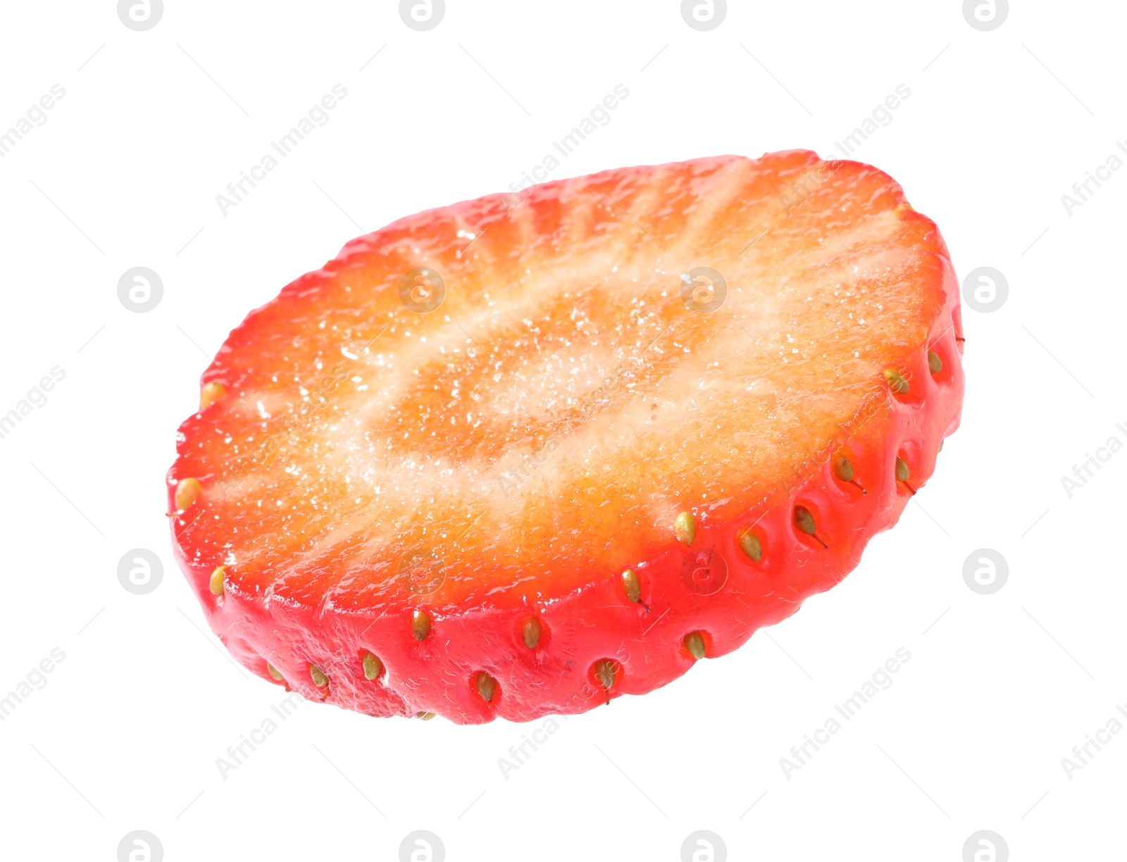 Piece of fresh strawberry isolated on white Photo of Piece of fresh strawberry isolated on white