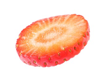 Photo of Piece of fresh strawberry isolated on white