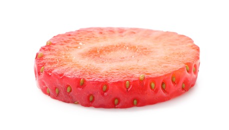 Photo of Piece of fresh strawberry isolated on white