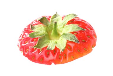 Photo of Piece of fresh strawberry isolated on white