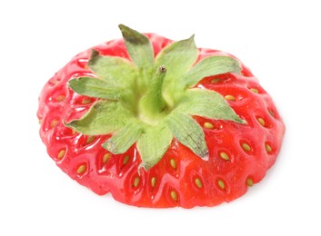 Photo of Piece of fresh strawberry isolated on white