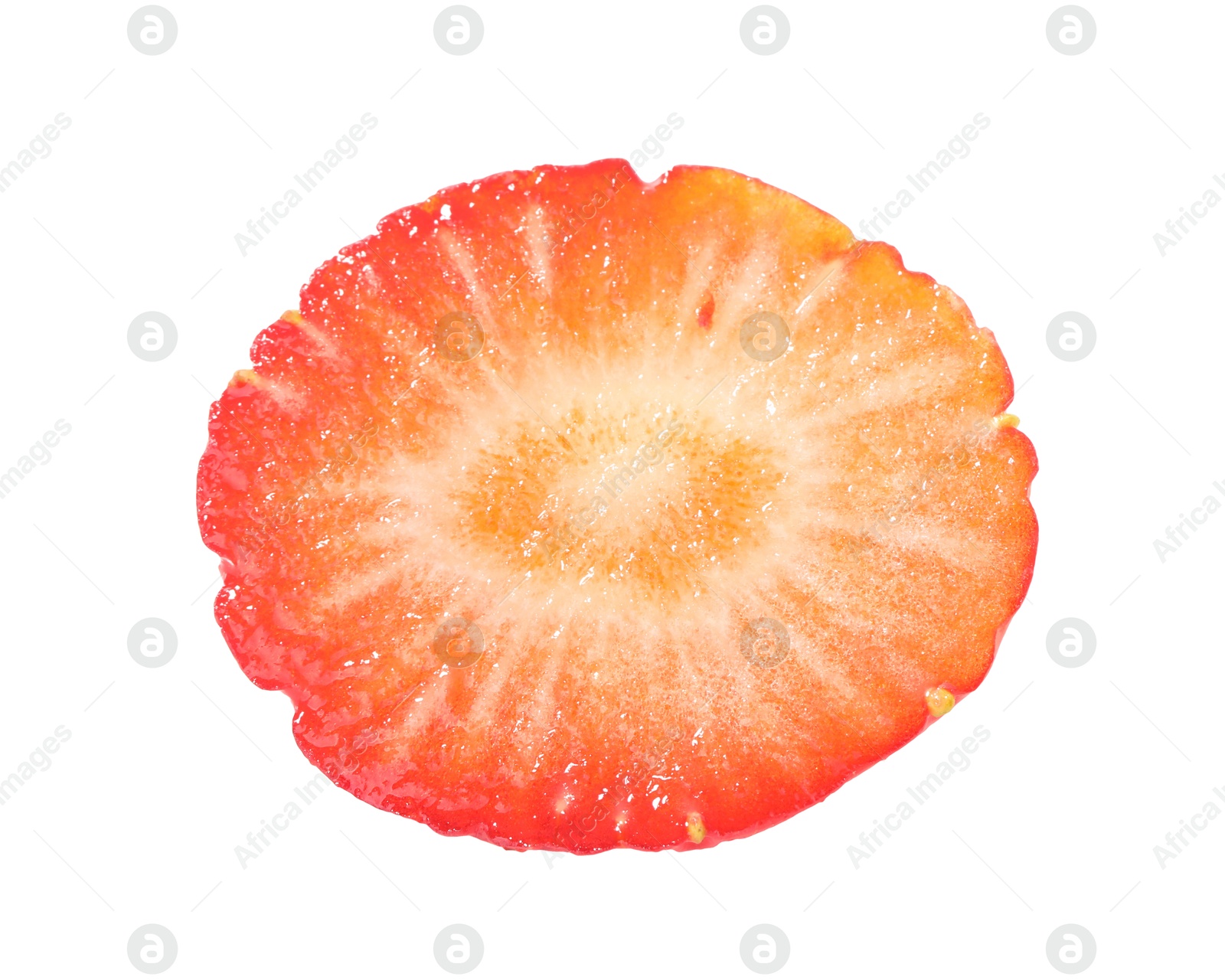 Piece of fresh strawberry isolated on white Photo of Piece of fresh strawberry isolated on white