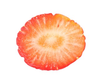 Photo of Piece of fresh strawberry isolated on white