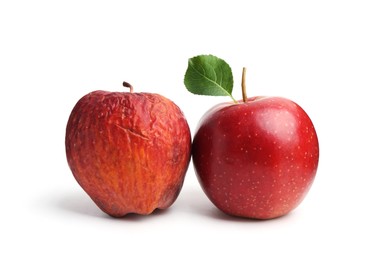 Photo of Rotten apple and fresh one isolated on white
