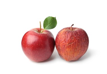 Photo of Rotten apple and fresh one isolated on white