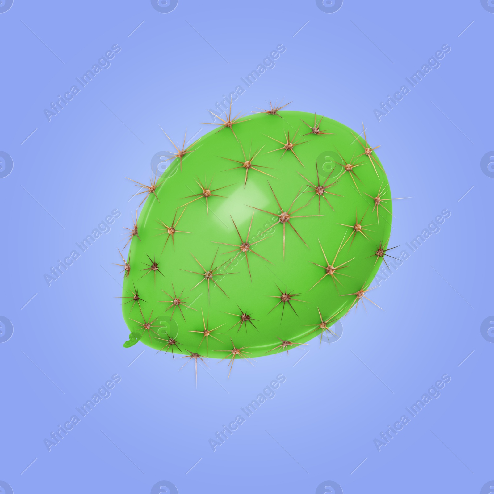 Green balloon covered with cactus prickles on light blue background Image of Green balloon covered with cactus prickles on light blue background