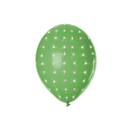 Image of Green balloon covered with cactus prickles on white background