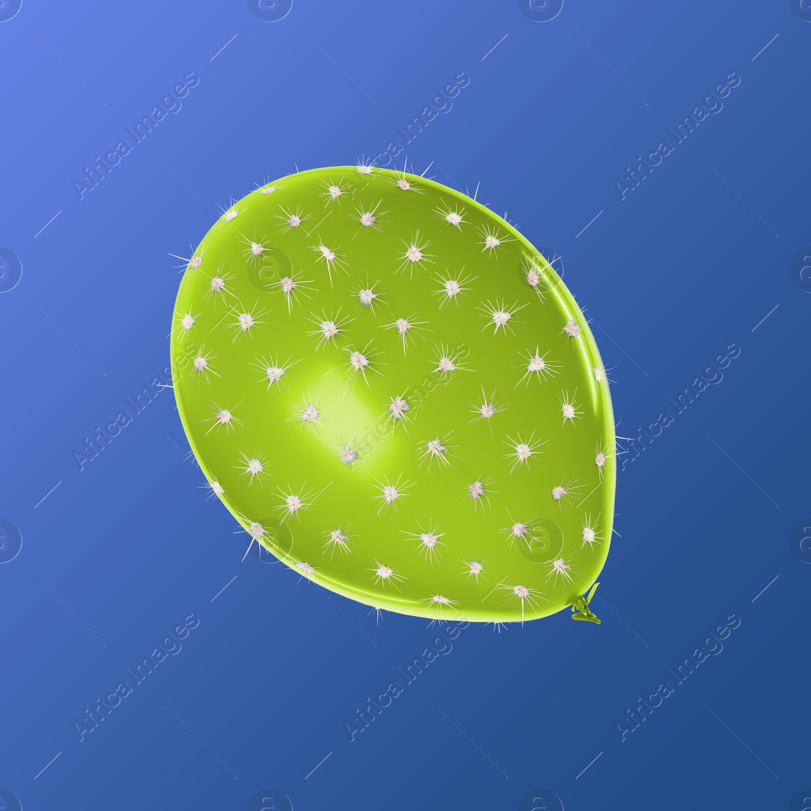 Green balloon covered with cactus prickles on blue background Image of Green balloon covered with cactus prickles on blue background