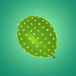 Image of Balloon covered with cactus prickles on teal gradient background
