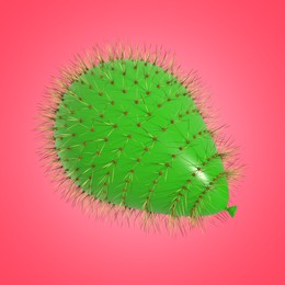 Image of Green balloon covered with cactus prickles on pink gradient background