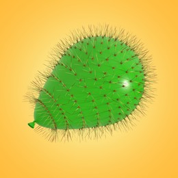 Image of Green balloon covered with cactus prickles on golden gradient background