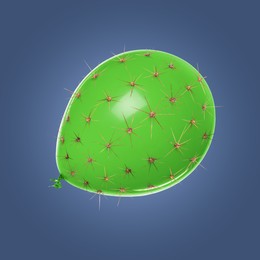 Image of Green balloon covered with cactus prickles on dark blue background