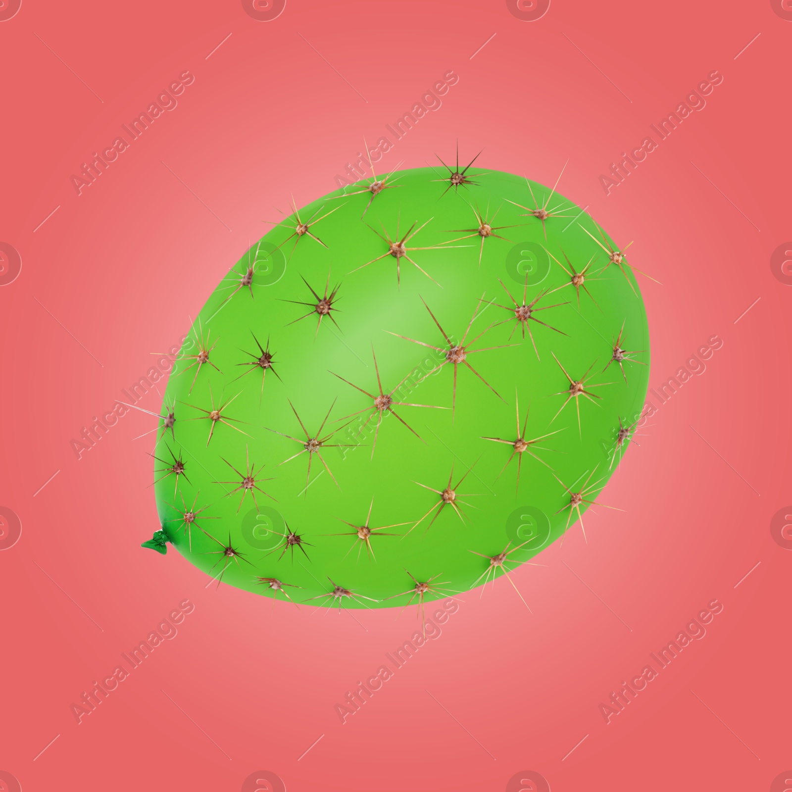 Green balloon covered with cactus prickles on coral gradient background Image of Green balloon covered with cactus prickles on coral gradient background
