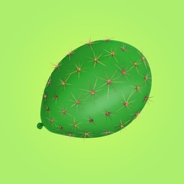 Image of Green balloon covered with cactus prickles on light green background