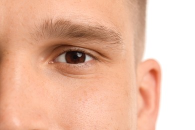 Photo of Closeup view of man on white background