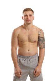Photo of Handsome young man posing on white background