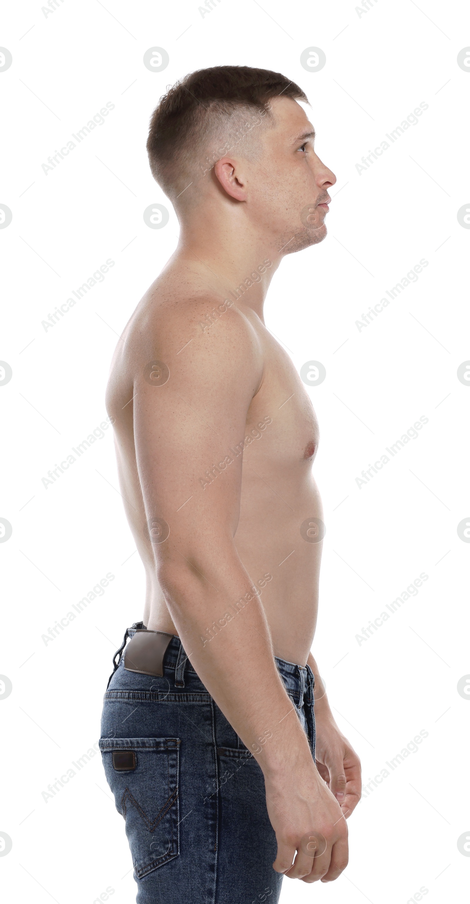 Photo of Handsome young man posing on white background