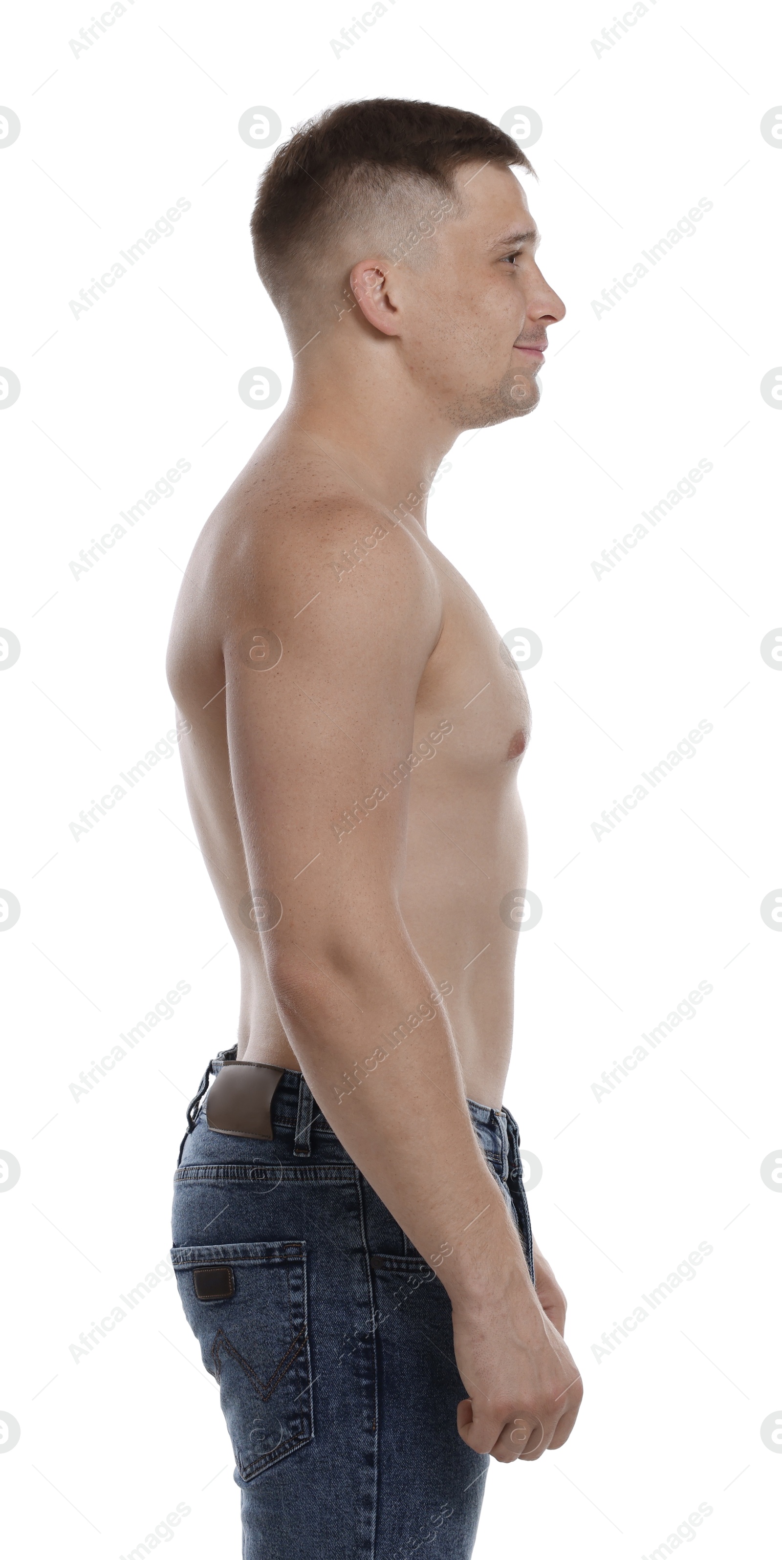 Photo of Handsome young man posing on white background