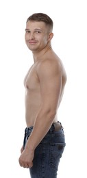 Photo of Handsome young man posing on white background