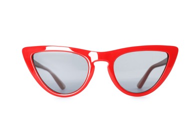 Photo of Beautiful retro red sunglasses isolated on white